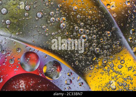 lines and circles of oil in which there are many bubbles. abstraction is beautiful. background. bubbles in this soap world. macro photography Stock Photo