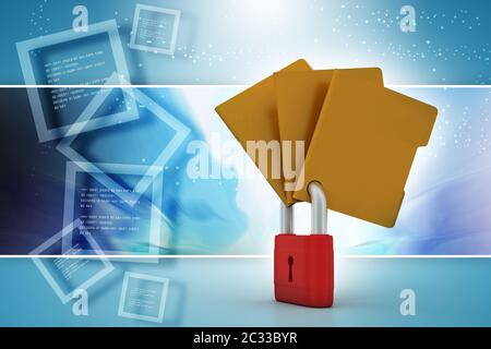 Confidential files. Padlock on folder Stock Photo