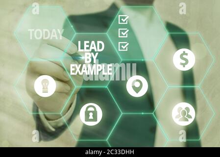 Writing note showing Lead By Example. Business concept for Be a role ...