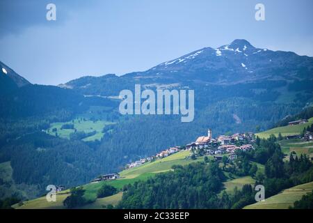 Image of the view from monastery Saeben to landscape in South Tirol Italy Stock Photo