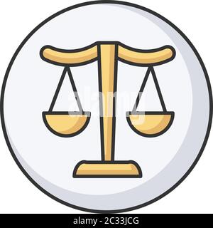Balanced scales RGB color icon Stock Vector