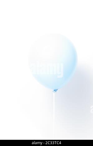 Blue balloon on white background with shadow. Strong light Stock Photo