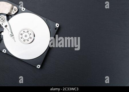 Close up inside of computer hard disk drive Stock Photo