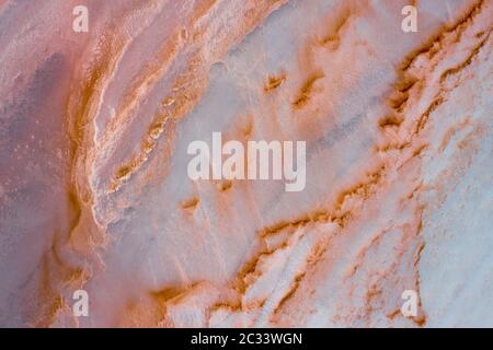 Aerial top view of pink lake in Crimea Stock Photo