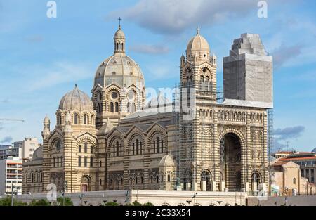 Roman Catholic Cathedral Landmark in Marseille France Stock Photo
