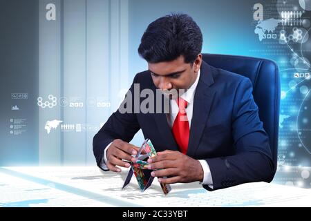 Business man creating model with cards Stock Photo - Alamy