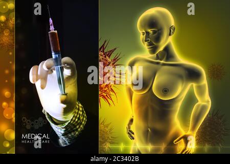 woman female human body with doctor hand Stock Photo