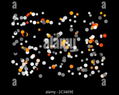 Abstract minimalist grey orange illustration with circles and black background Stock Photo