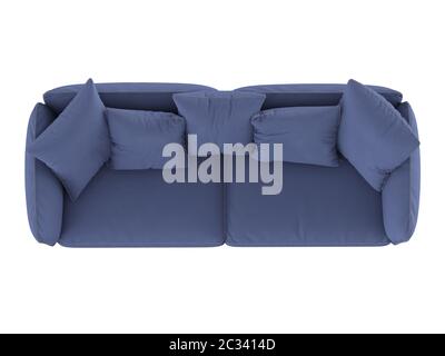 Blue soft sofa with cushions Stock Photo