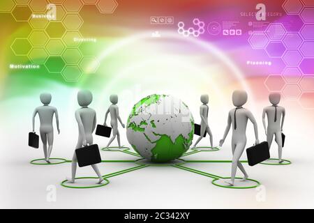 3d businessman persons with Globe Earth Stock Photo