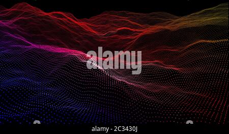 3d image render of abstract geometric waves formed by points. Stock Photo