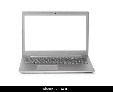 Notebook computer with russian keyboard Stock Photo