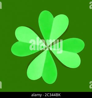 Holiday background from paper shamrock's leaf. Stock Photo