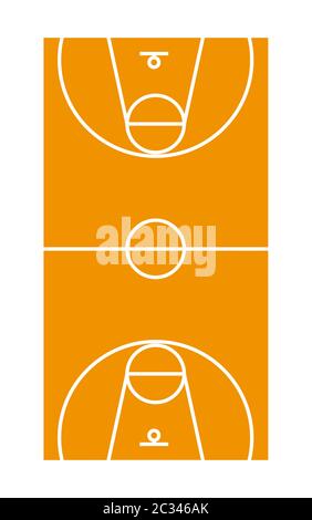 basketball field sport orange lines illustration Stock Photo