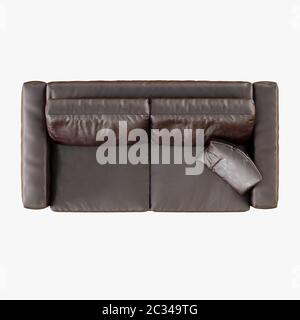 Brown leather sofa on a white background Stock Photo