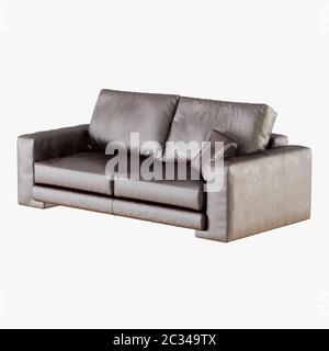 Brown leather sofa on a white background Stock Photo