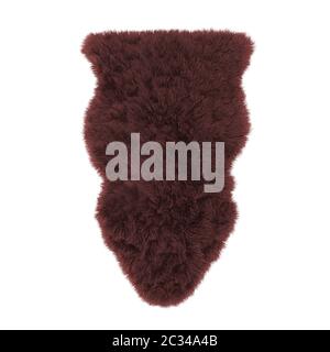 Brown soft wool carpet on white background 3d Stock Photo