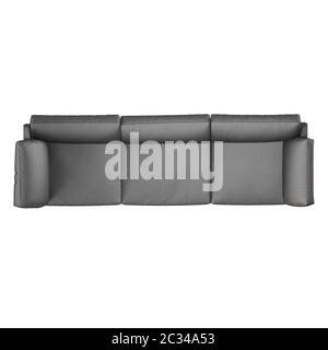 Gray leather sofa on white background 3d Stock Photo