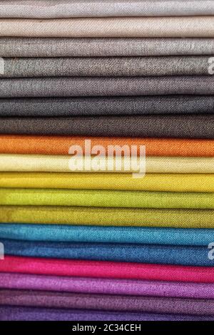 Textile linen material colour swatch samples Stock Photo