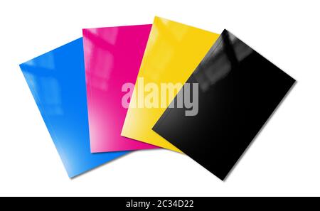 CMYK booklet covers set isolated on white background - mockup illustration Stock Photo