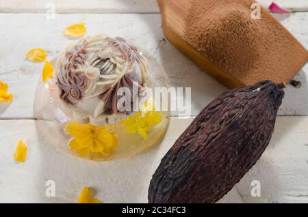 Ice Mooncake ,Chinese mid autumn festival food. Stock Photo