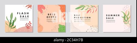 Sale square banner template for social media posts, mobile apps, banners design and web/internet ads. Trendy abstract square template with colorful co Stock Vector