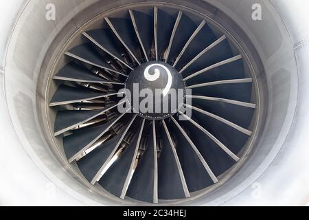 Close-up of a jet engine of a passenger plane Stock Photo