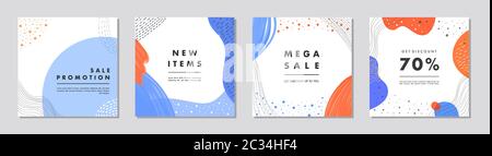 Sale square banner template for social media posts, mobile apps, banners design, web or internet ads. Trendy abstract square template with colorful co Stock Vector