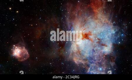 Sparkle shinny blue star particle motion on black background, starlight nebula in galaxy at universe. Space background. Elements of this image furnish Stock Photo