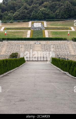 Montecassino, Italy - June 17, 2017: Polish War Cemetery at Monte Cassino - a necropolis of Polish soldiers who died in the battle of Monte Cassino fr Stock Photo
