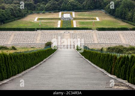 Monte Cassino, Italy - June 17, 2017: Polish War Cemetery at Monte Cassino - a necropolis of Polish soldiers who died in the battle of Monte Cassino f Stock Photo