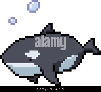 vector pixel art cat dolphin isolated cartoon Stock Vector Image & Art -  Alamy