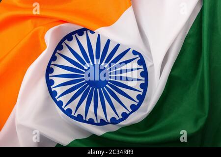 Indian republic day, flat lay top view, Indian flag on black background with copy space for your text Stock Photo