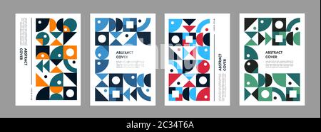 Set of abstract colourful geometrical templates. Universal cover Designs for Annual Report, Brochures, Flyers, Presentations, Leaflet, Magazine. Stock Vector