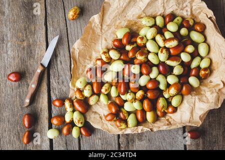 Chinese date fruits-Ziziphus jujuba fruits Stock Photo