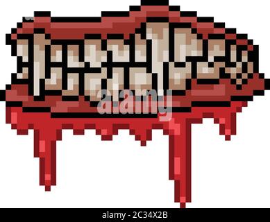 vector pixel art monster fang isolated cartoon Stock Vector