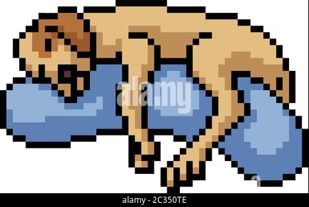 vector pixel art cat sleep isolated cartoon Stock Vector Image & Art - Alamy