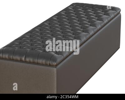 Bench black leather capitone on a white background 3d rendering Stock Photo