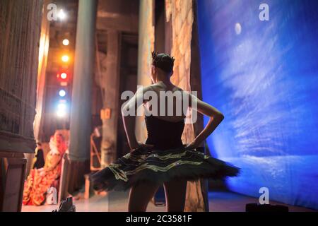 Prima ballerina standing backstage Stock Photo