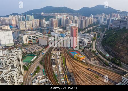 Chai Wan, Hong Kong 22 May 2019: Aerial view of Hong Kong city Stock Photo