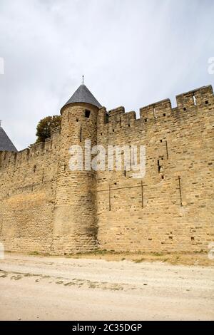 The ancient fortification of Carcassone in southern France Stock Photo