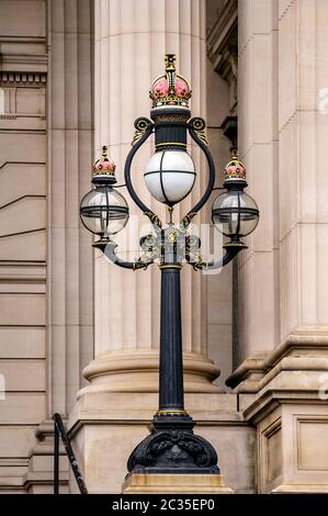 Decorated street light at Melboune Parliament House Stock Photo