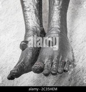 Feet of Jesus Christ in the Holy Cross Stock Photo