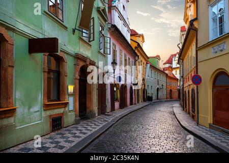 Narrow street in Prague Stock Photo