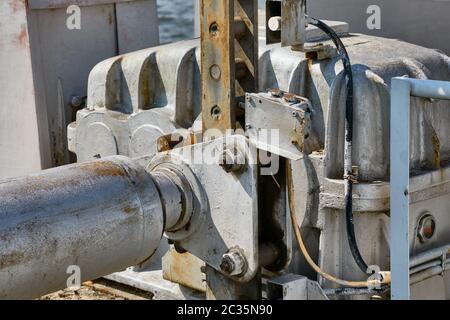 Old electric motor in an industrial machinery Stock Photo