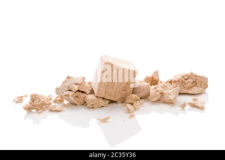 Yeast blocks isolated on white background. Stock Photo