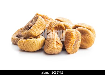 Sweet dried figs isolated on white background. Stock Photo
