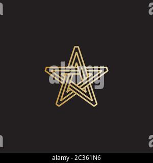 Gold star icon. Vector design element impossible Golden Christmas star. Stock Vector