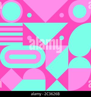 Bauhaus print, geometric seamless retro pattern with shapes, geometric composition, hipster modern abstract background Stock Vector