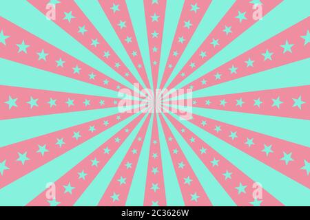 circus vintage background, vector pastel circus retro poster with stars, cartoon carnival wallpaper, starburst comic pattern Stock Vector